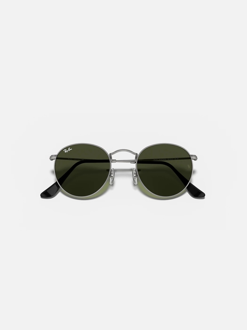Ray-Ban Round Metal Sunglasses - Silver Frame with Dark Green Lenses